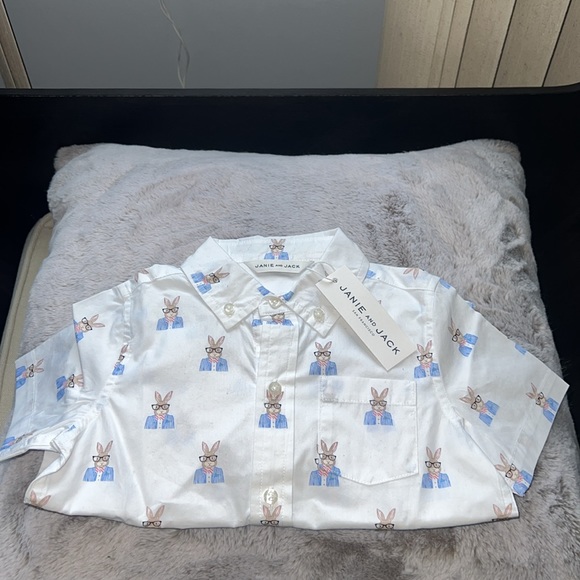 Janie and Jack Bunny Poplin Shirt - Picture 3 of 6